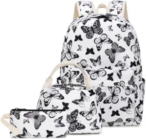 Joyfulife Girls Backpacks Kids Bookbags Teen Backpacks for School Student Backpack with Lunch Box Pencil Bags 3 in 1