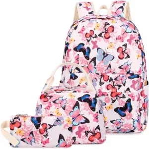 Joyfulife Girls Backpacks Kids Bookbags Teen Backpacks for School Student Backpack with Lunch Box Pencil Bags 3 in 1