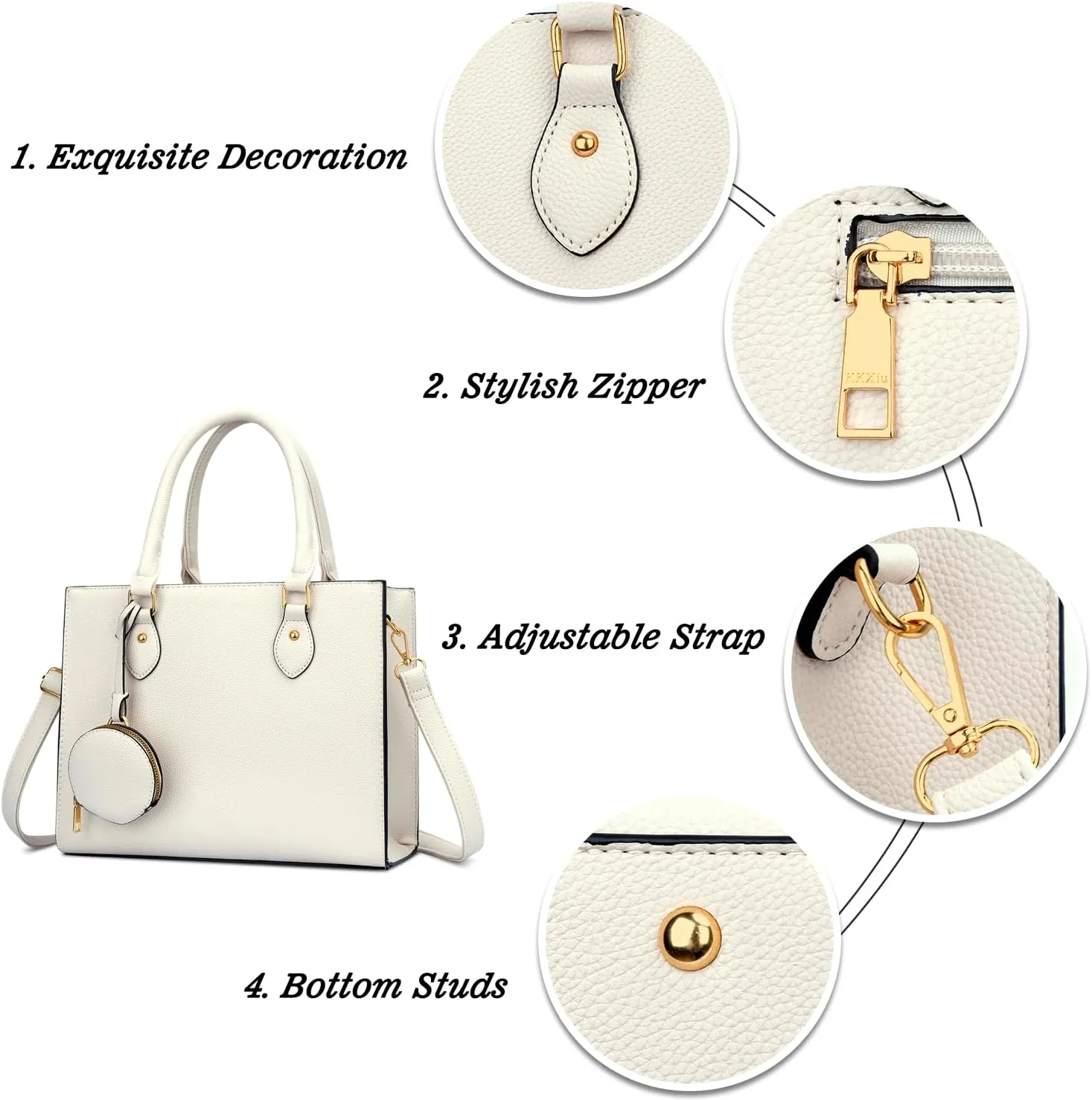 KKXIU Purses and Handbags for Women Vegan Leather Tote Shoulder Bag Ladies Top Handle Satchel with Coin Purse
