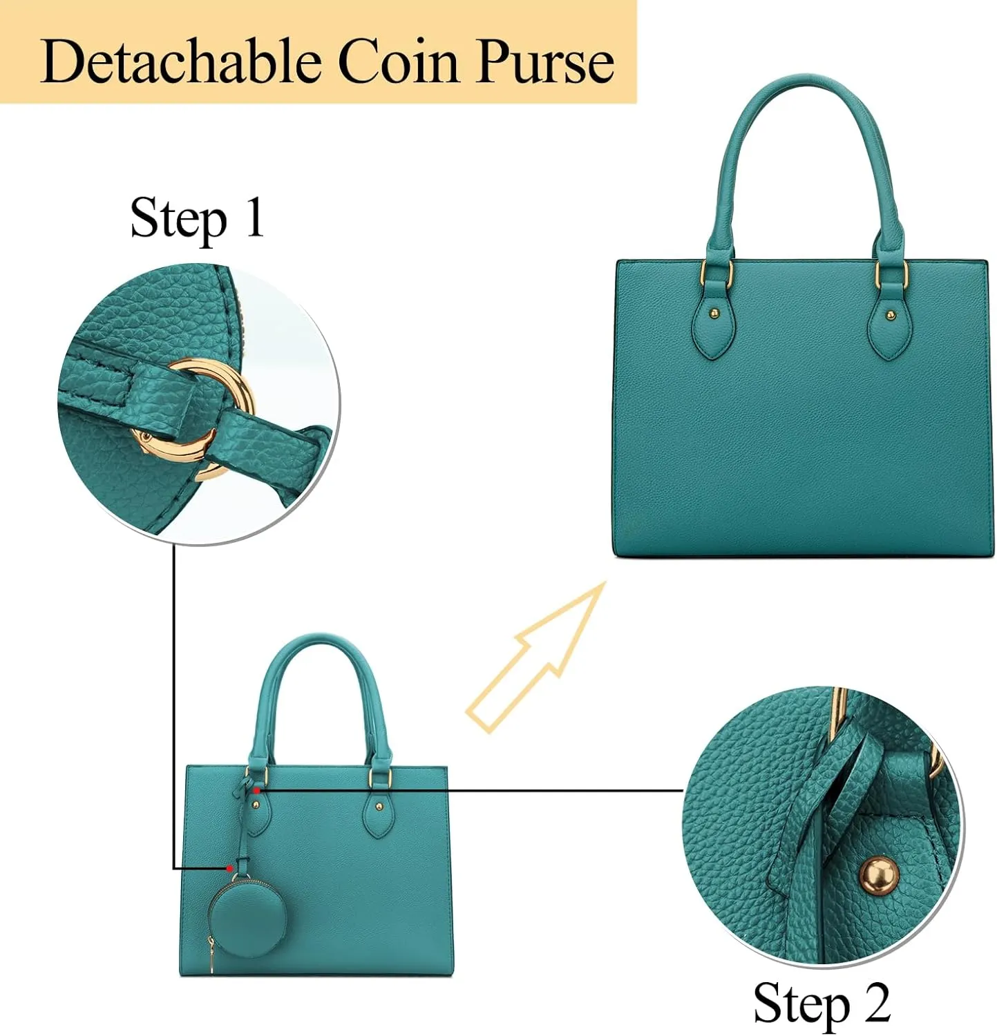 KKXIU Purses and Handbags for Women Vegan Leather Tote Shoulder Bag Ladies Top Handle Satchel with Coin Purse