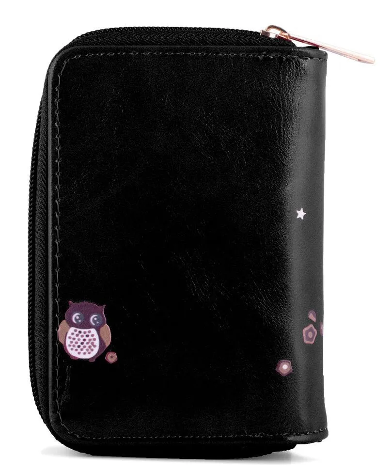 Kukubird Medium Purse 2 owl's love - Black
