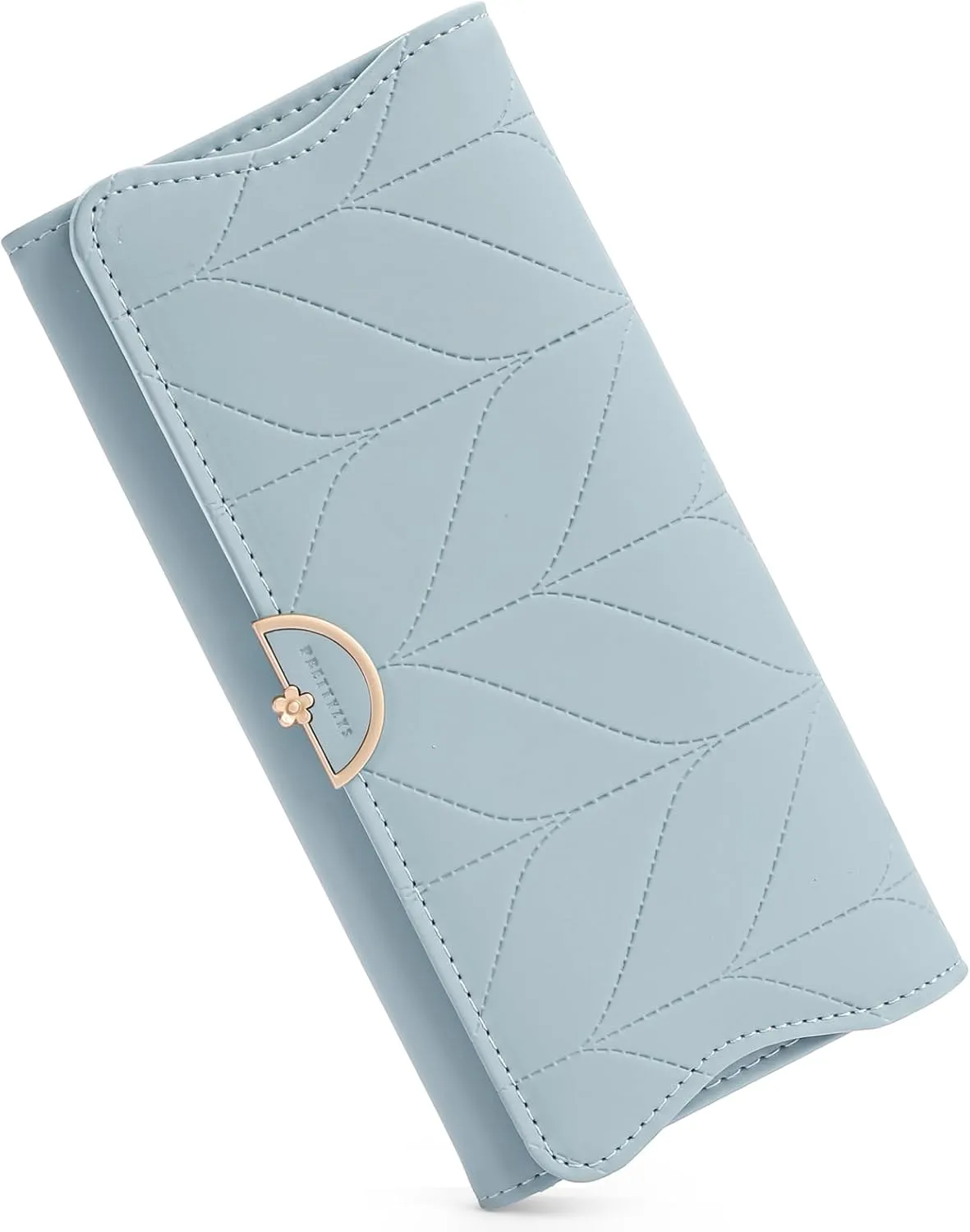 Leather Wallet for Women Trifold Womens' RFID Blocking Wallet Card Holder Purse Clutch with Zipper Coin Pocket,Light Blue