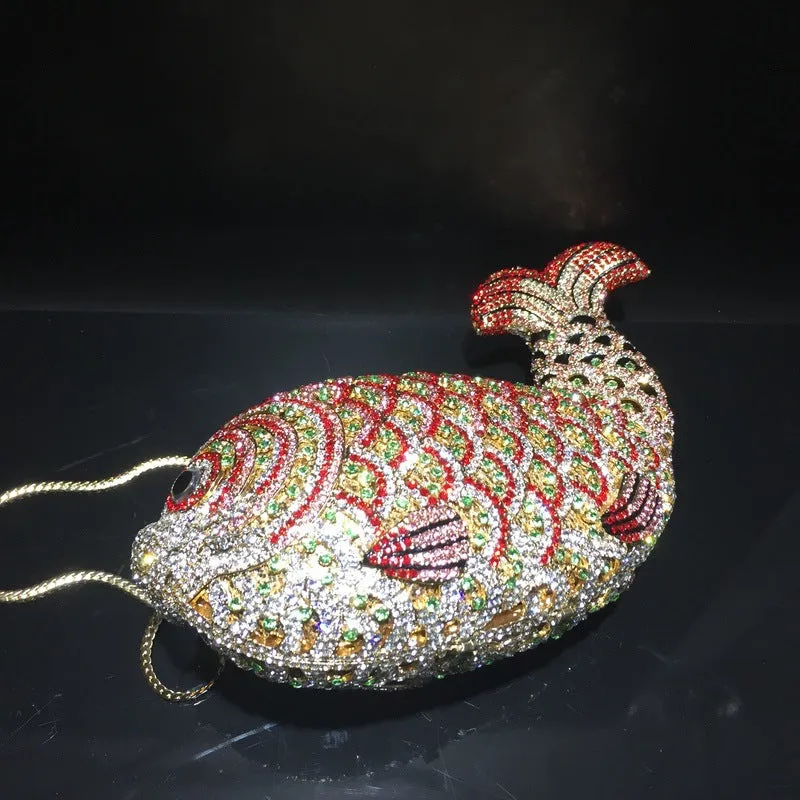 Luxy Moon Goldfish Rhinestone Clutch Unique Cute Purse