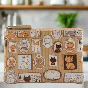 Mala Leather Cat Portraits Coin Purse