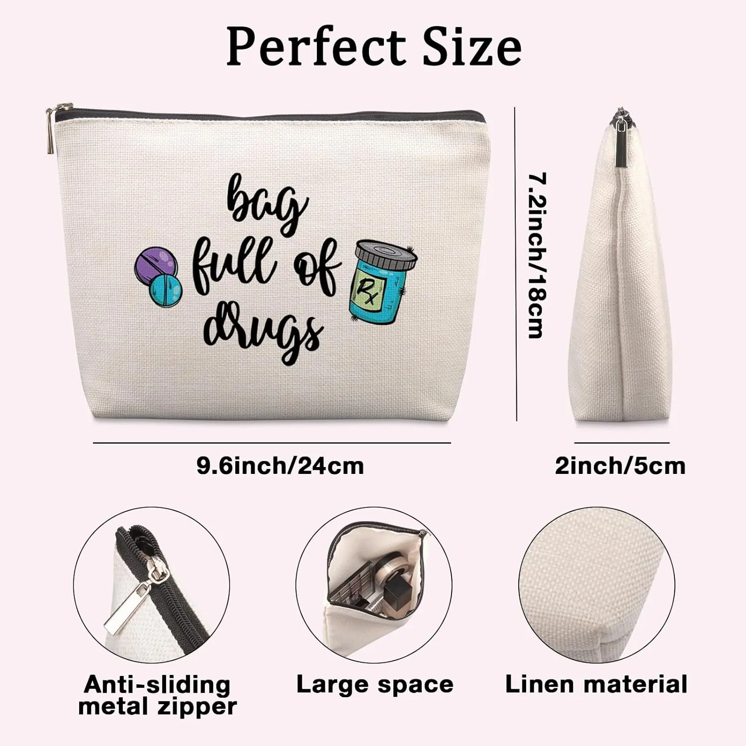 Medicine Bag for Traveling - Dental Gifts for Doctor, Nurse, Assistant - Pill Pouch, Funny Med Storage for Travel - Patient Gift for Daughter, Mom, Friend