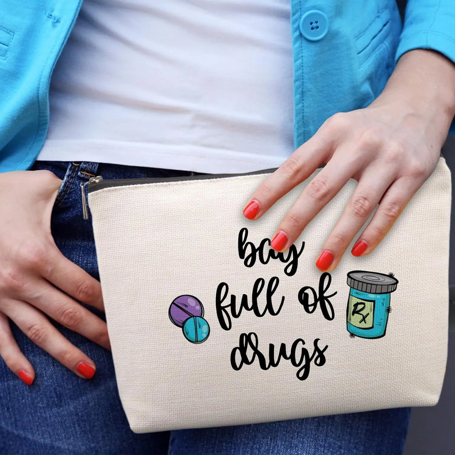 Medicine Bag for Traveling - Dental Gifts for Doctor, Nurse, Assistant - Pill Pouch, Funny Med Storage for Travel - Patient Gift for Daughter, Mom, Friend