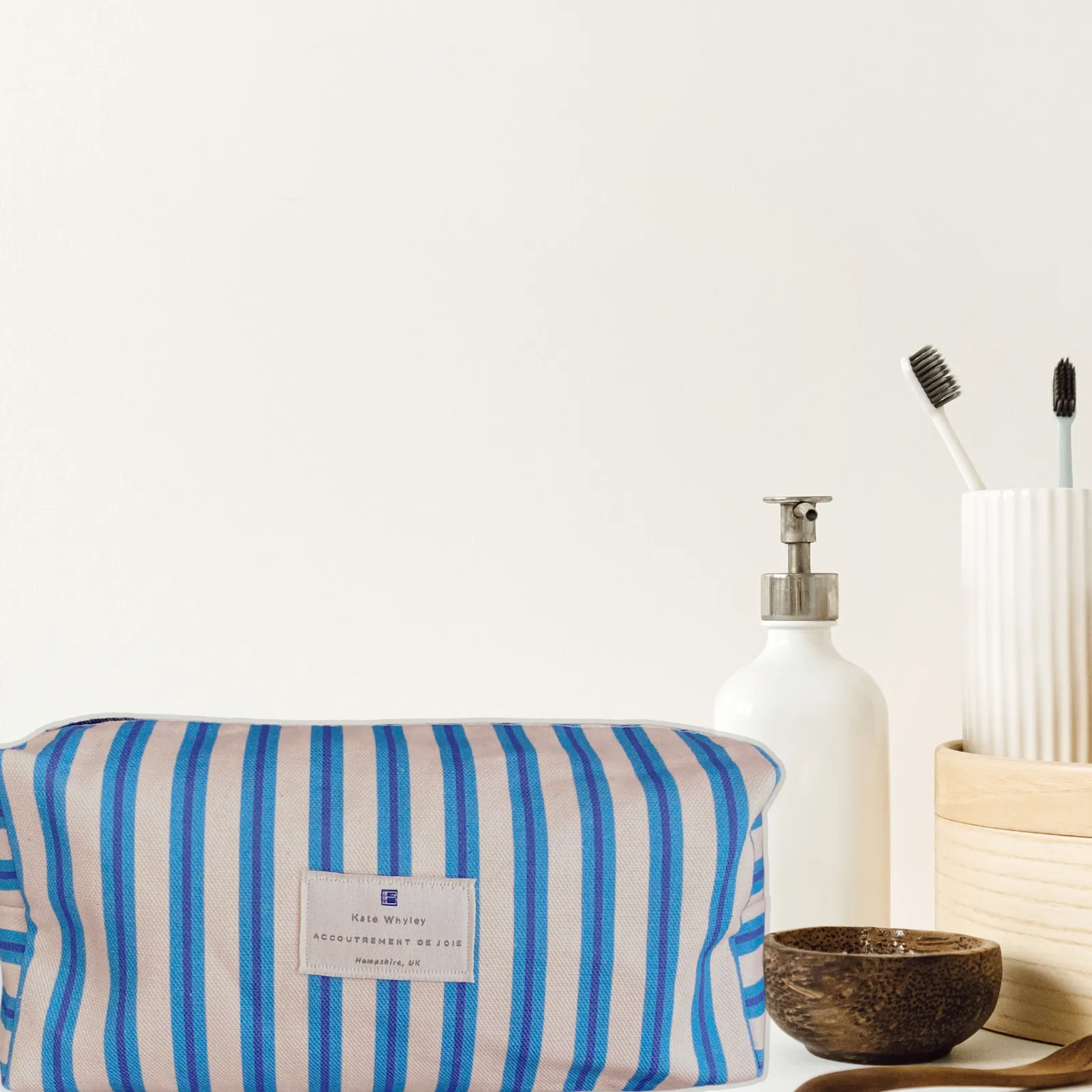 Midi accessories pouch - Santorini Blue stripe