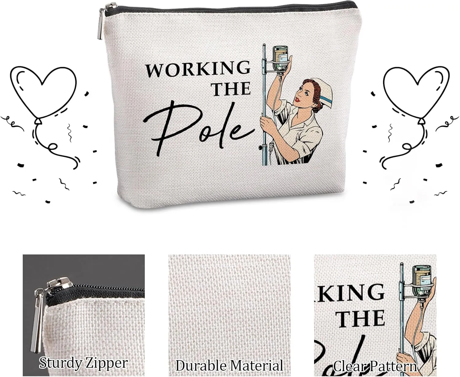 Nurse Appreciation Gifts Nurse Gifts for Women Travel Makeup Bag Working the Pole Funny Nurses Week Gifts Nursing Graduation Birthday Gifts for Nurse