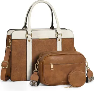 RAINSMORE Purses and Handbags for Women Shoulder Tote Purse and Wallet Set Satchel Bag Crossbody Top Handle Handbag Set 3pcs