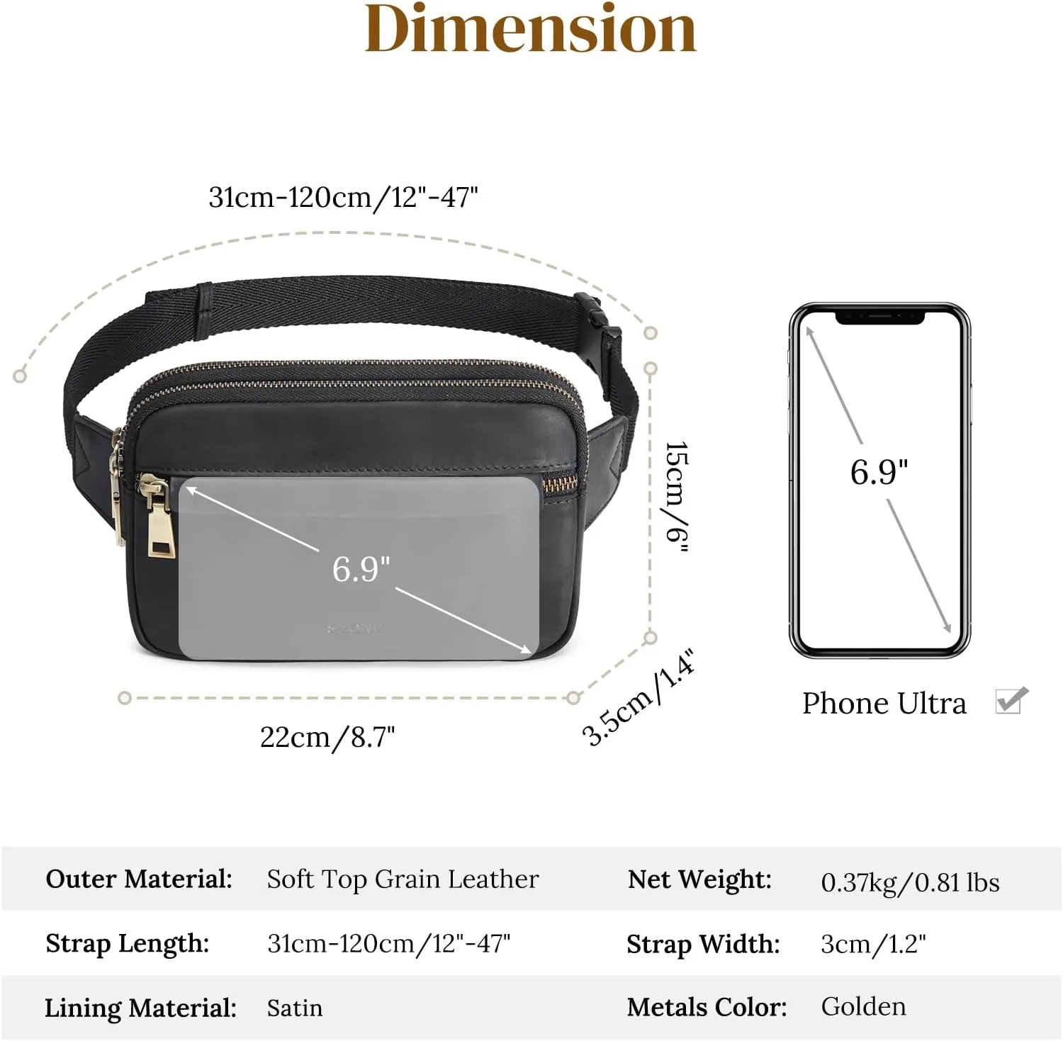 S-ZONE Fanny Packs for Women Genuine Leather RFID Blocking Crossbody Bags Purses Sling Waist Chest Bag Gifts Travel Running Adjustable Strap Men