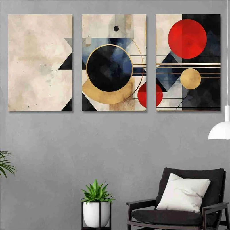 SAF paintings Set Of 3 Wooden Framed Canvas Painting|| Modern Abstract Art Canvas Wall Art Painting for Home Décor And Office||For Bedroom,Living Room Home wall and Office Interior CR-224
