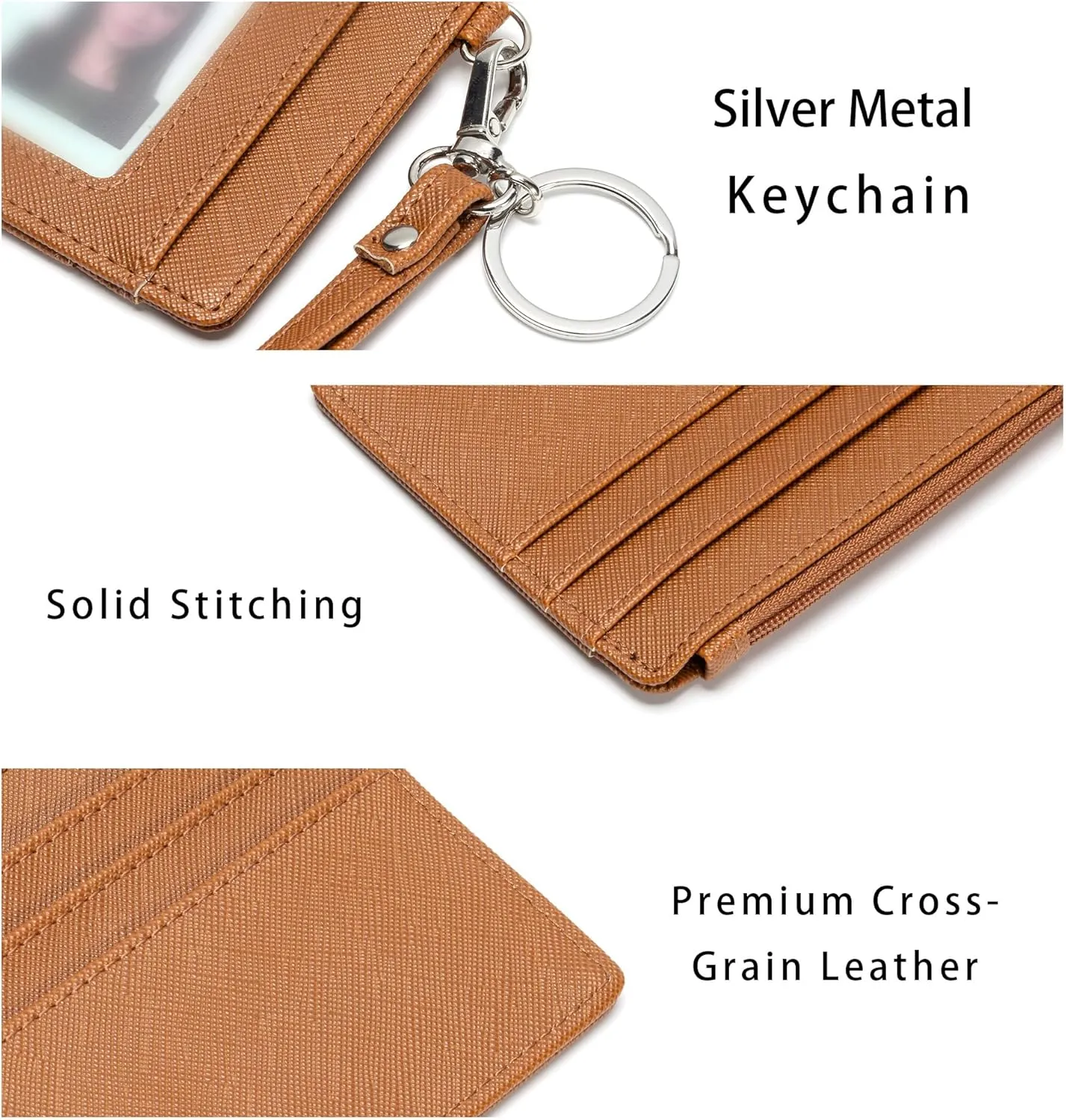 SEAVILIA Small Wallet for Women Slim Wristlet Keychain Wallets RFID Credit Card Holder With Zipper Pocket, ID Window (Brown)