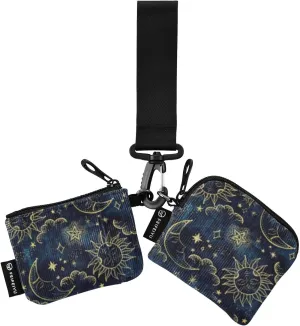 Soleil Cosmos Astrology Wristlet Wallet for Women, Detachable Dual Pouch Wristlet, Mini Zip Around Wallet Portable Coin Purses