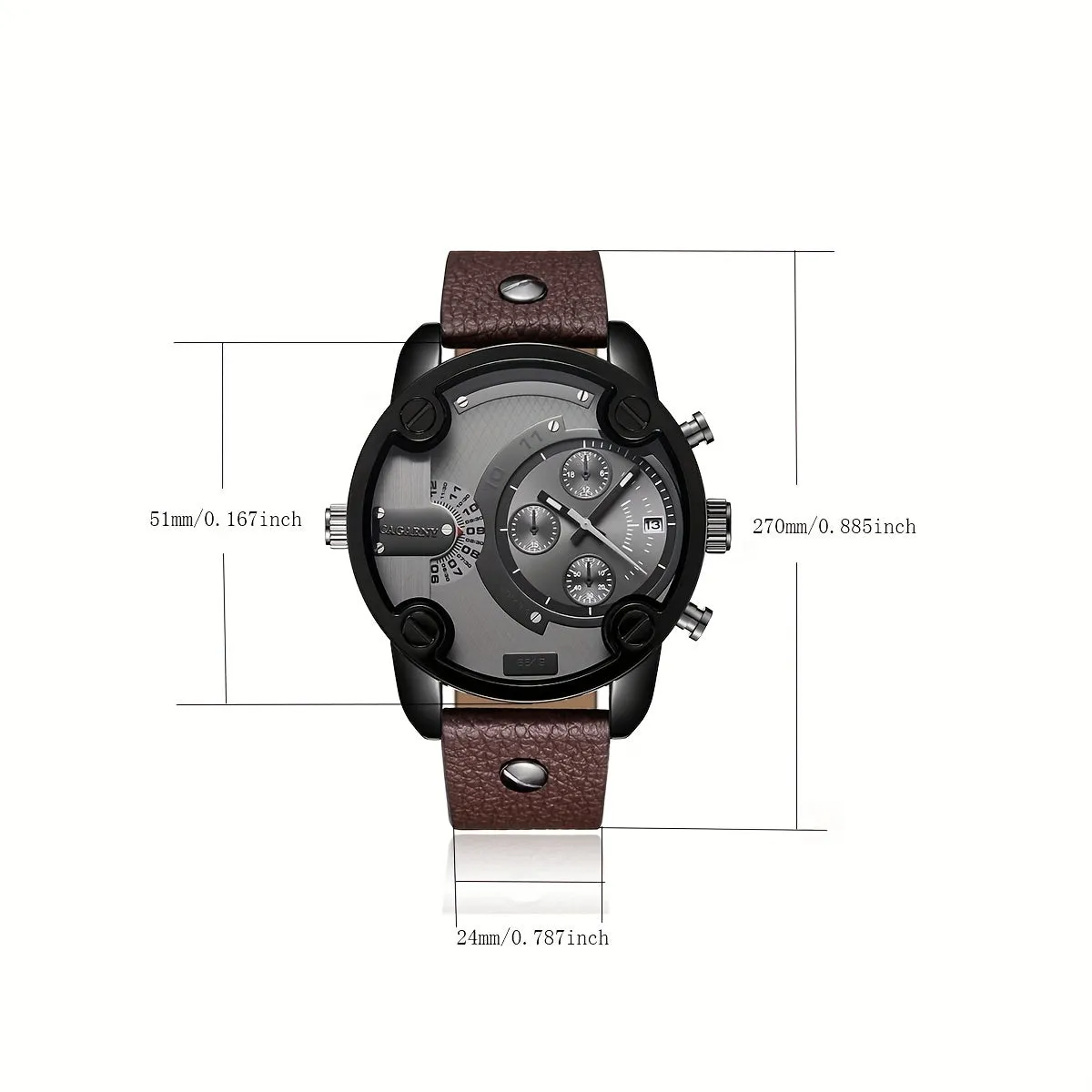 Stylish Mens Watch Sleek Design with Large Dial and Leather Strap