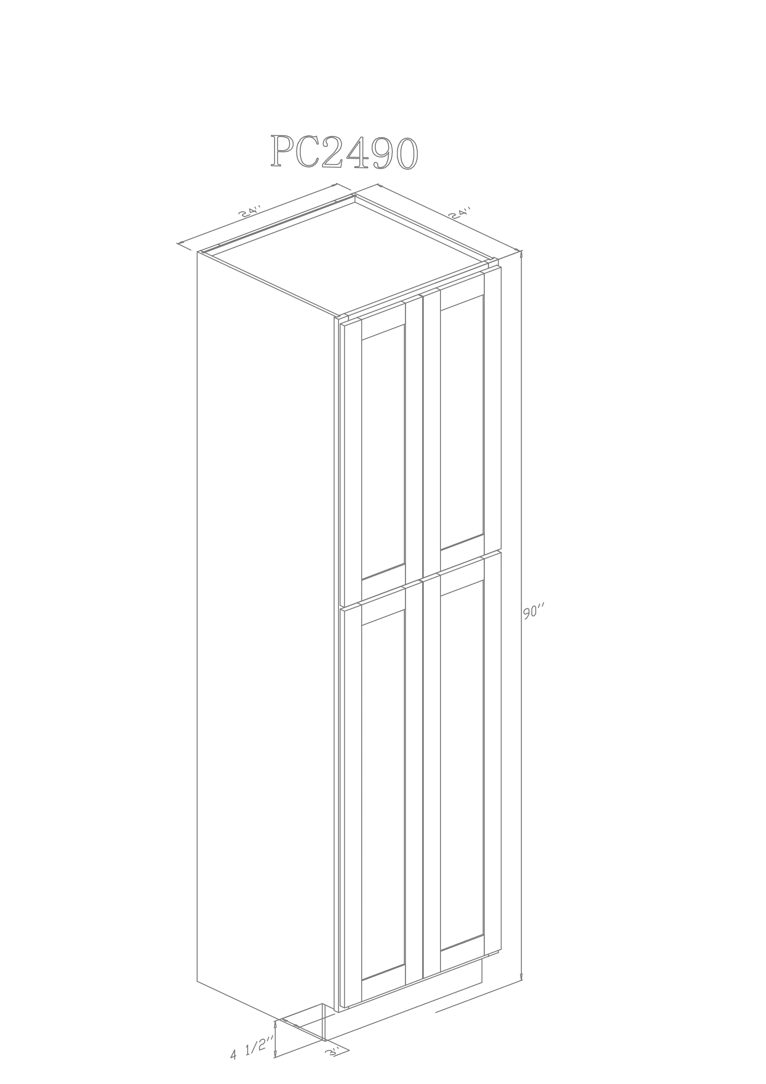 Tall 24" - Pure Black 24 Inch Pantry Cabinet/90" Face