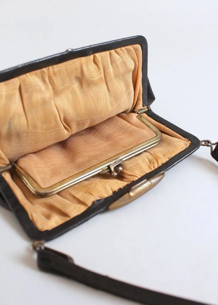 Vintage Early 1920s Dyed Tooled Leather Purse