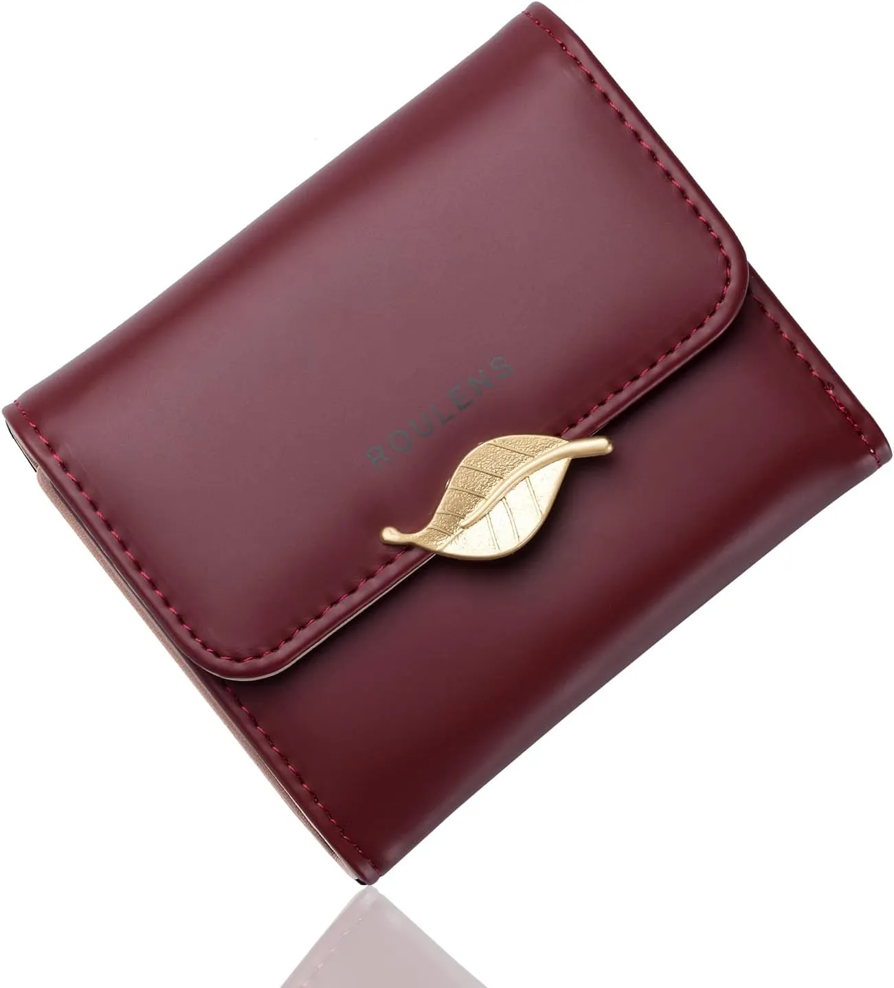 Wallet for Women RFID Blocking PU Leather Leaf Pendant Card Holder Phone Checkbook Organizer Zipper Coin Purse