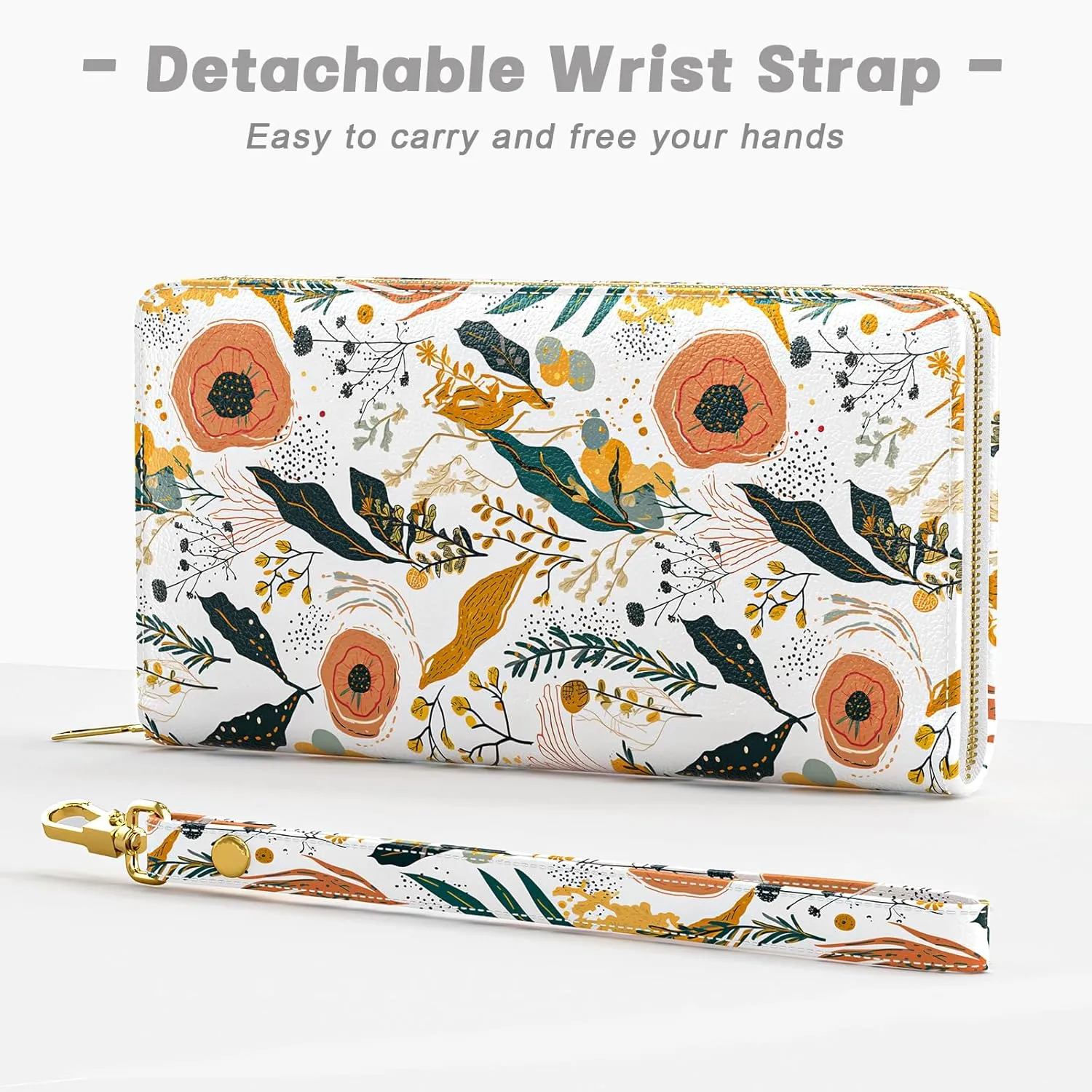 Womens Wallet, RFID Wristlet Wallets for Women, Ladies Clutch Purses, Large Travel Card Holder with Phone Holder